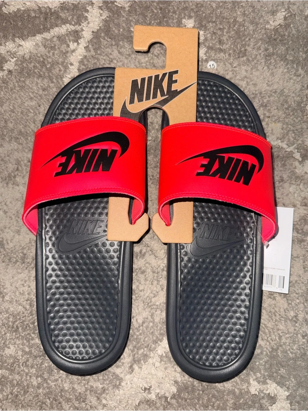 Nike Benassi JDI Red Black Slides Men’s Size 11 New